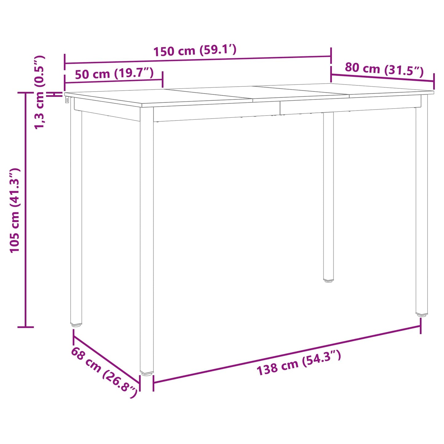 Standing Bar Table Engineered Wood Rectangular