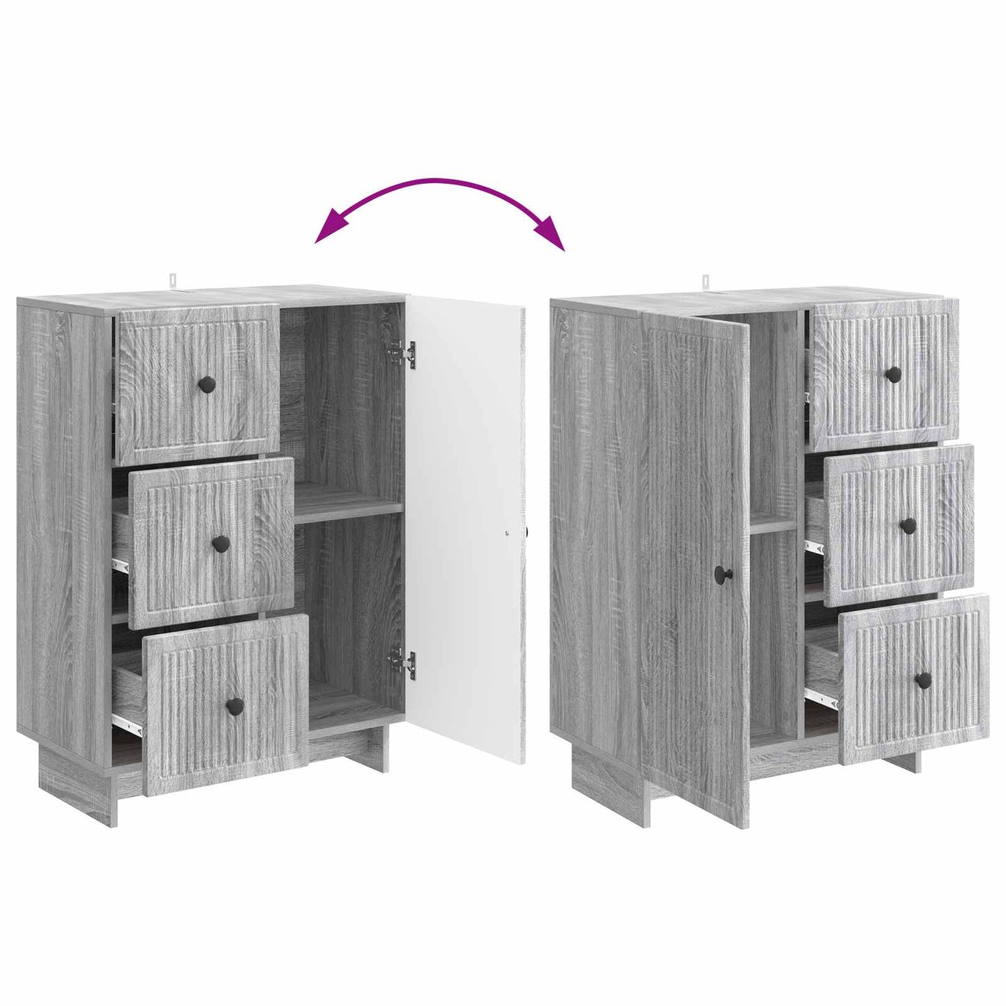 Sideboard Grey Sonoma 66 x 34.5 x 90 cm Engineered Wood