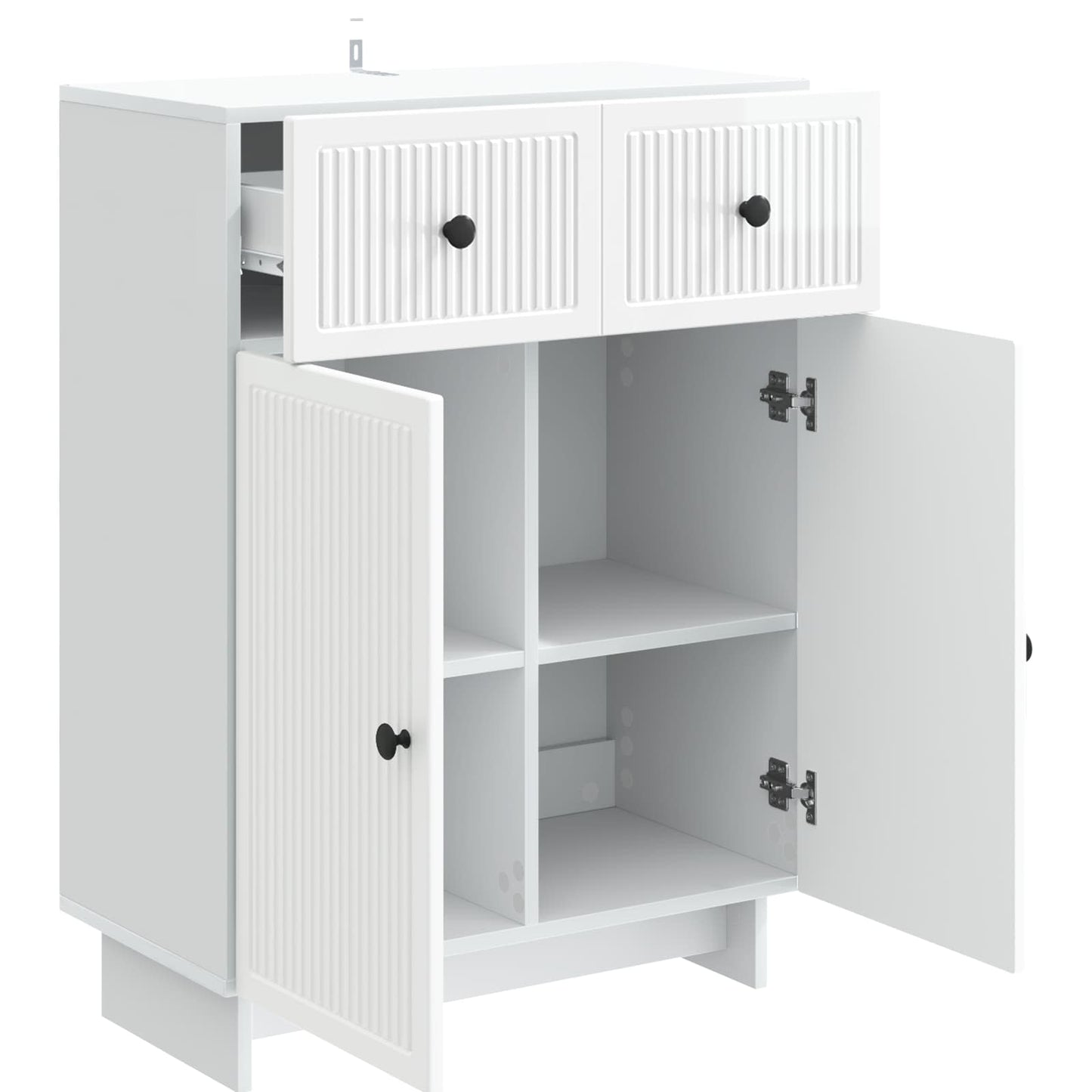Sideboard High Gloss White 66 x 34.5 x 90 cm Engineered Wood