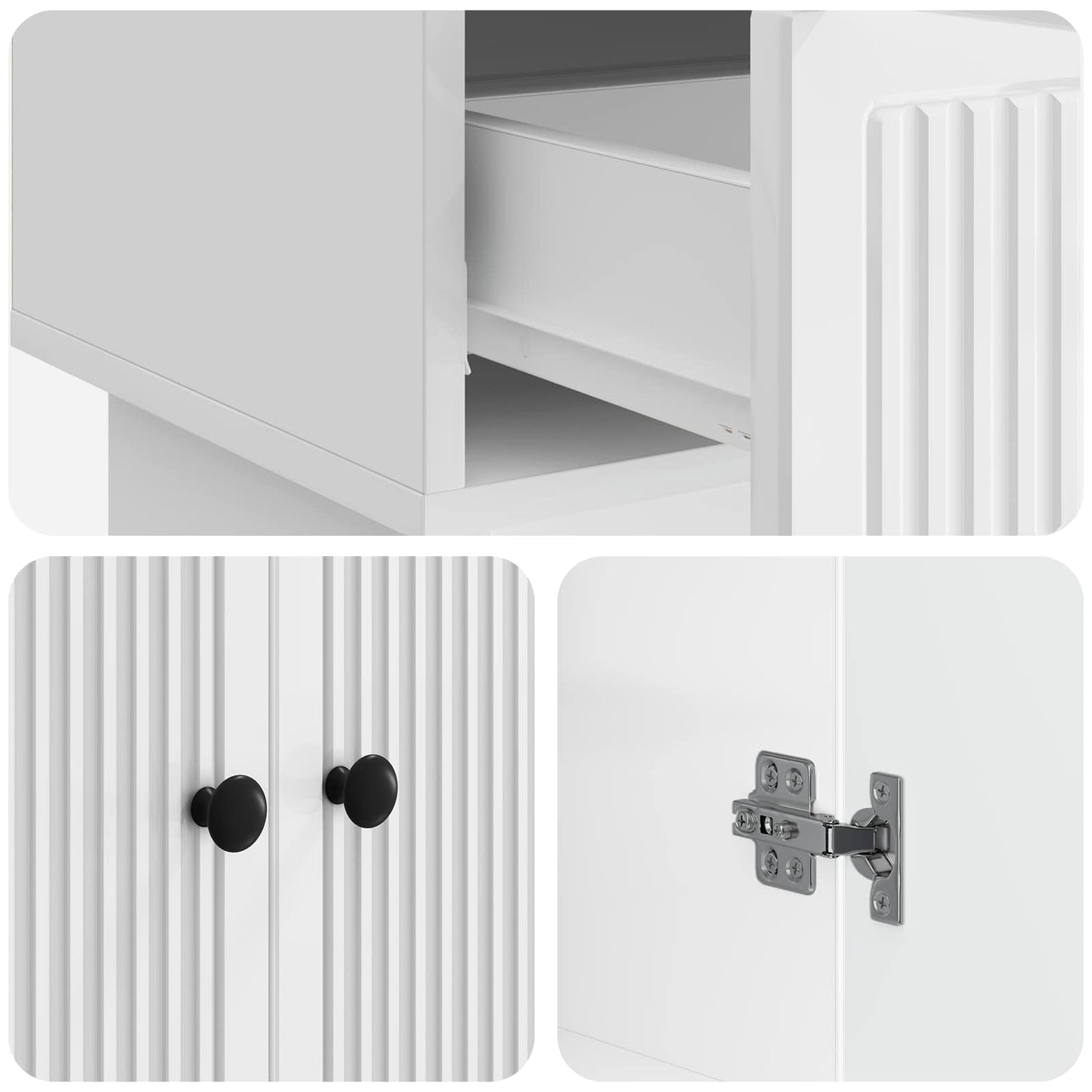 Sideboard High Gloss White 66 x 34.5 x 95 cm Engineered Wood