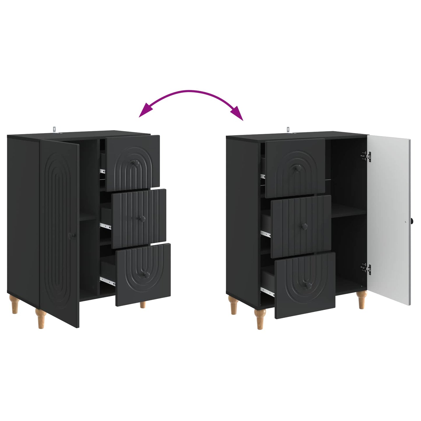 Sideboard with Drawer Black 66 x 34.5 x 90 cm Engineered Wood
