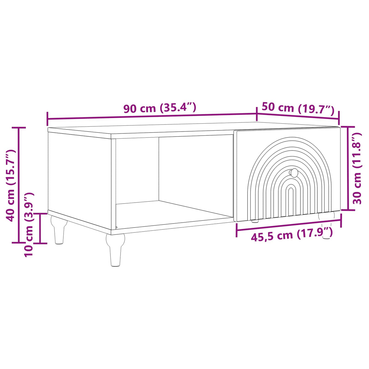 Coffee Table Smoked Oak 90 x 50 x 40 cm Engineered Wood