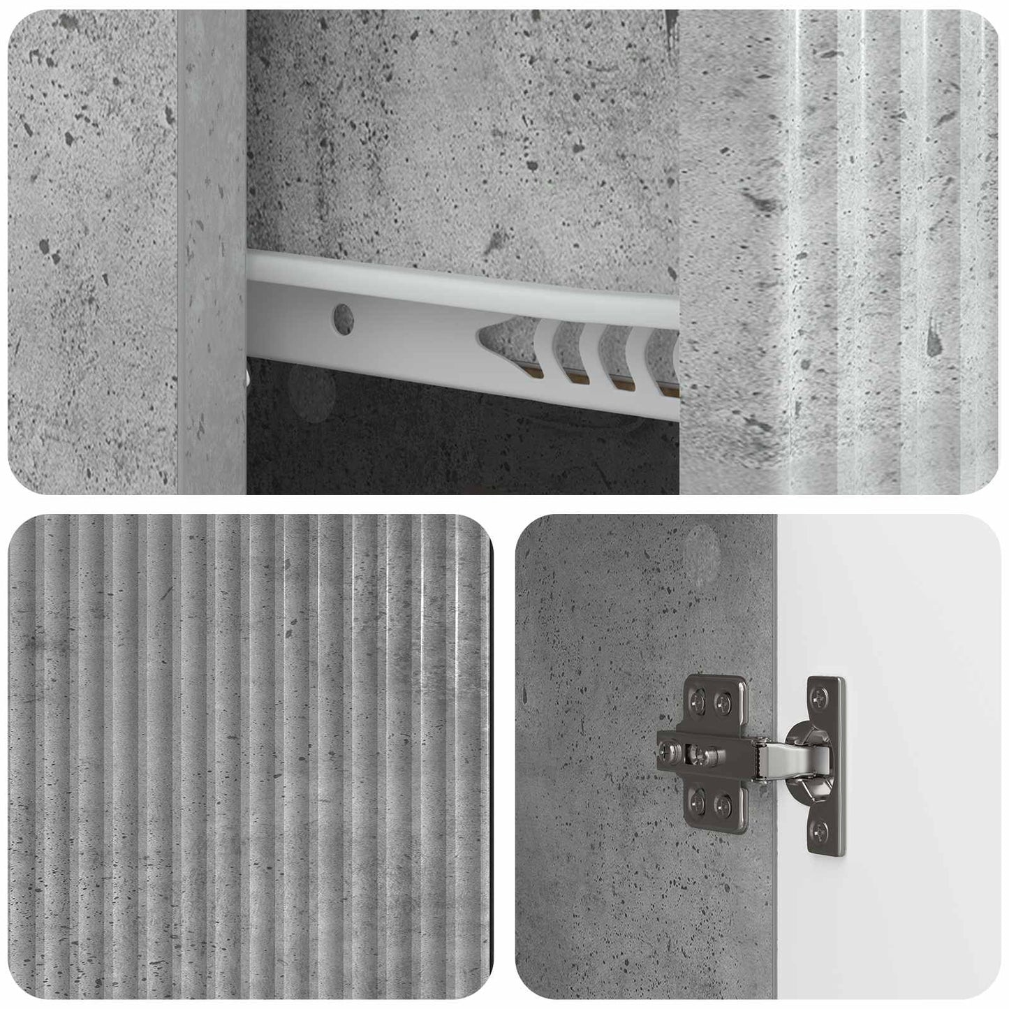 Sideboard Concrete Grey 66 x 34.5 x 90 cm Engineered Wood
