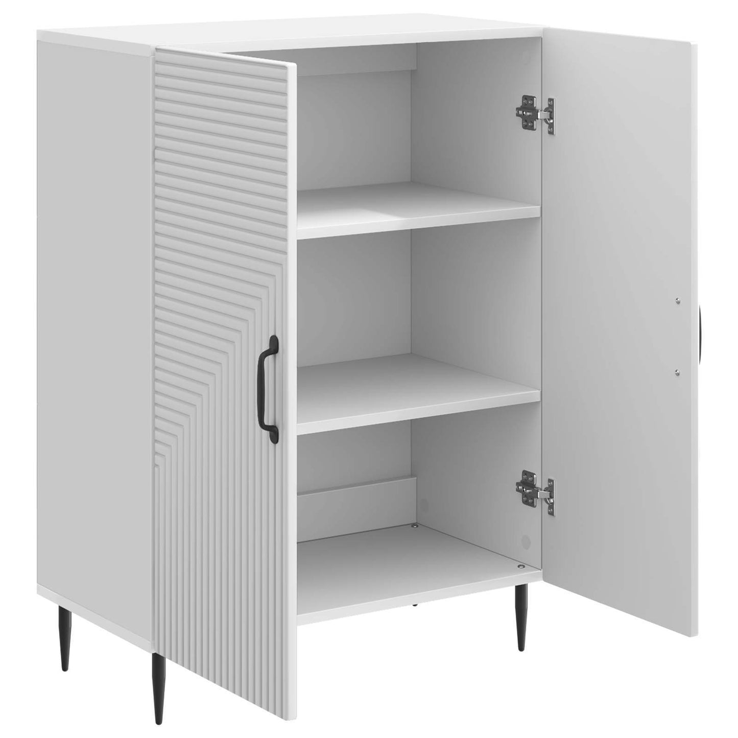 Sideboard High Gloss White 66 x 34.5 x 89.5 cm Engineered Wood