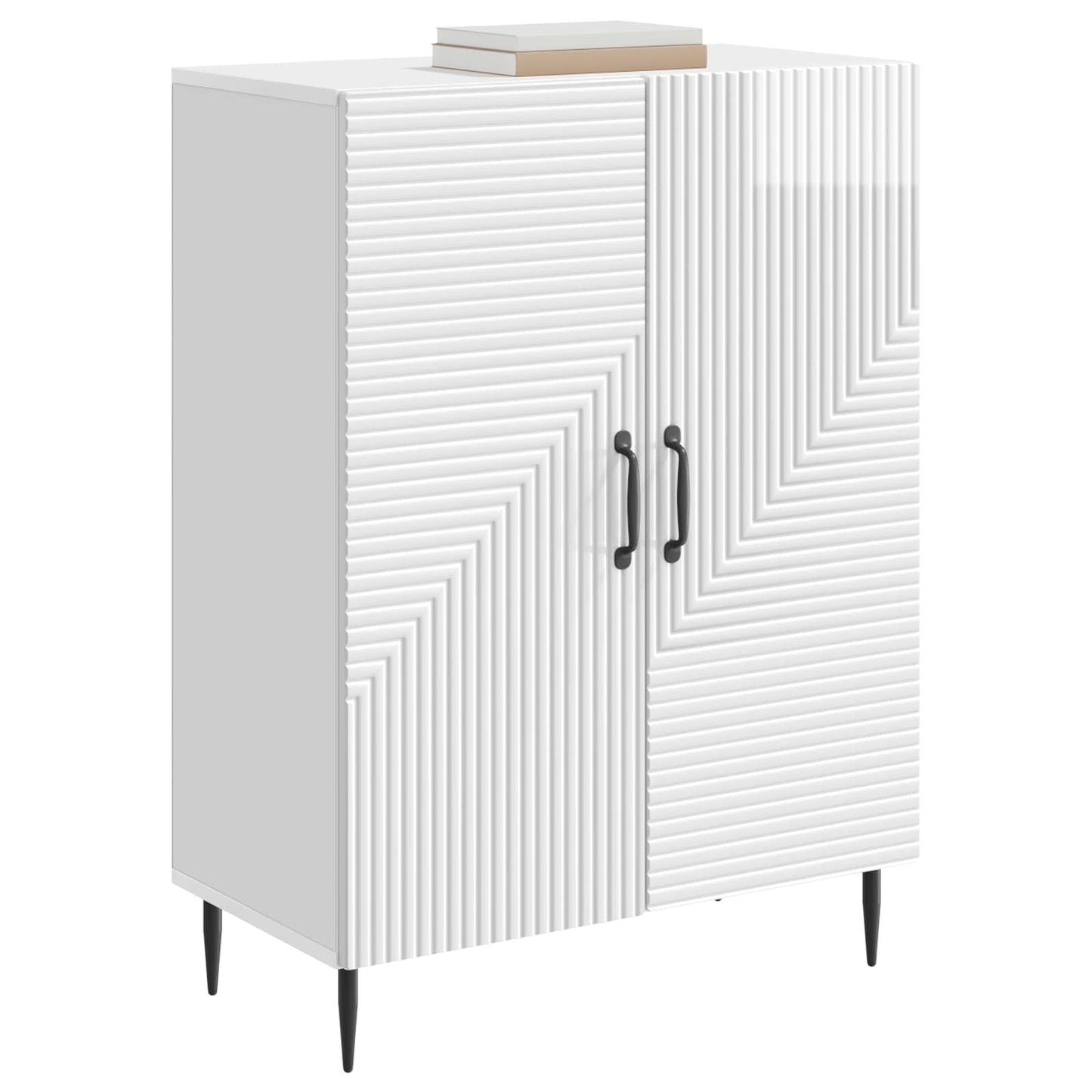 Sideboard High Gloss White 66 x 34.5 x 89.5 cm Engineered Wood