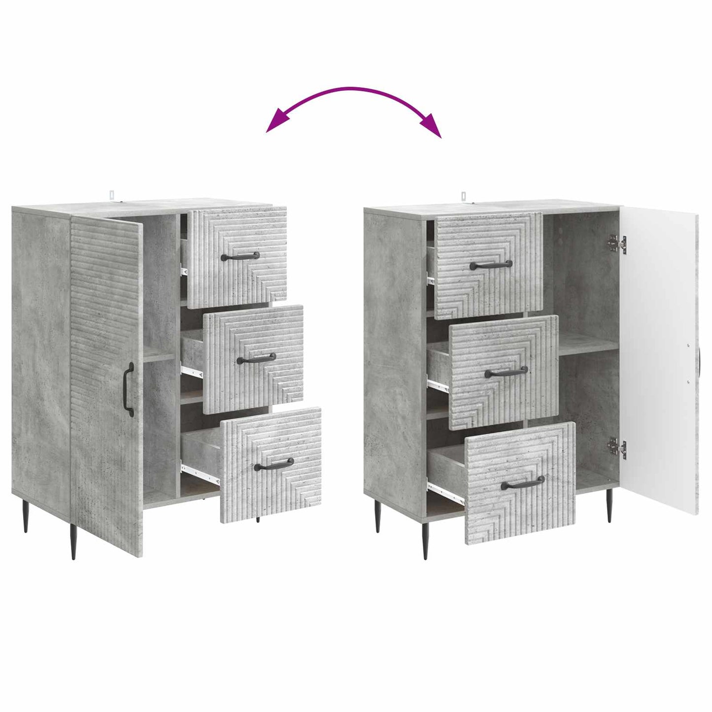 Sideboard Concrete Grey 66 x 34.5 x 89.5 cm Engineered Wood