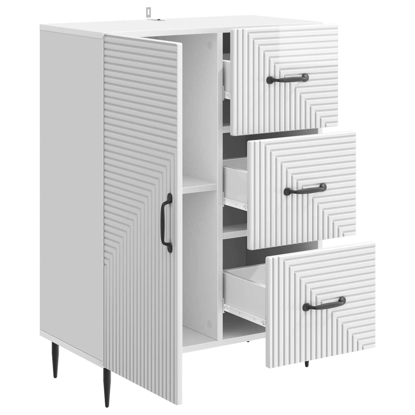 Sideboard High Gloss White 66 x 34.5 x 89.5 cm Engineered Wood