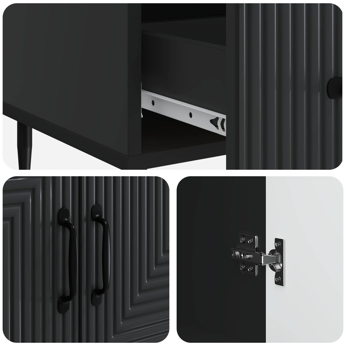 Sideboard with Drawer Black 66 x 34.5 x 95 cm Engineered Wood
