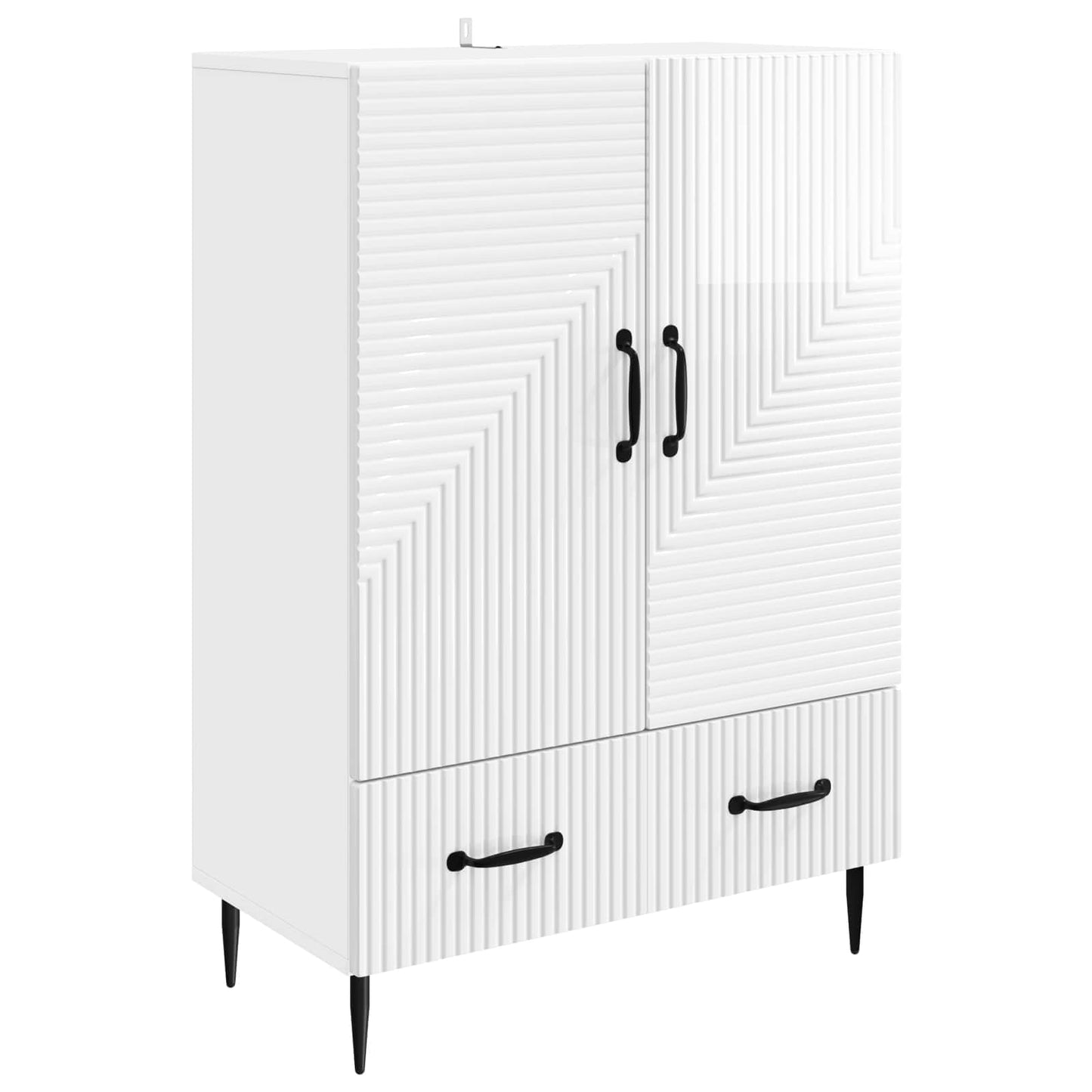 Sideboard High Gloss White 66 x 34.5 x 95 cm Engineered Wood