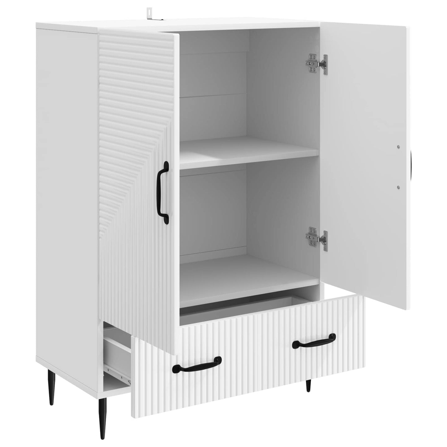 Sideboard High Gloss White 66 x 34.5 x 95 cm Engineered Wood