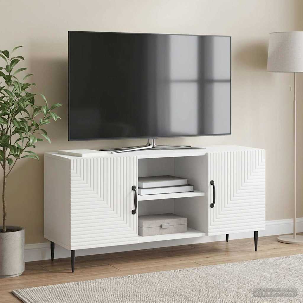TV Cabinet High Gloss White 102 x 34.5 x 50 cm Engineered Wood