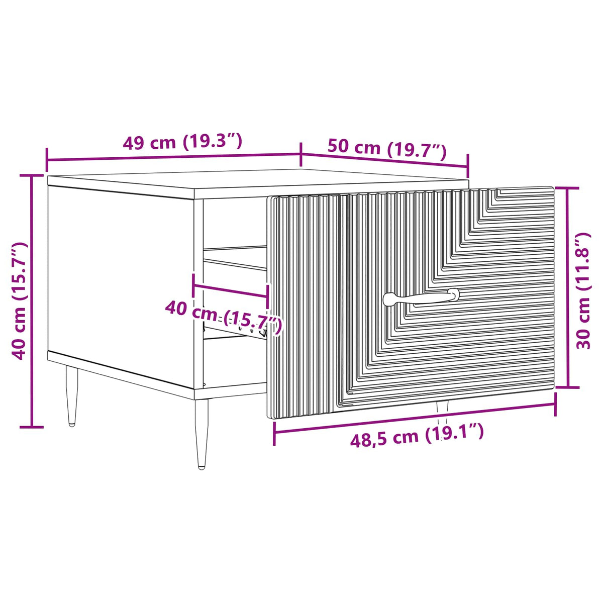 Coffee Table Concrete Grey 49 x 50 x 40 cm Engineered Wood