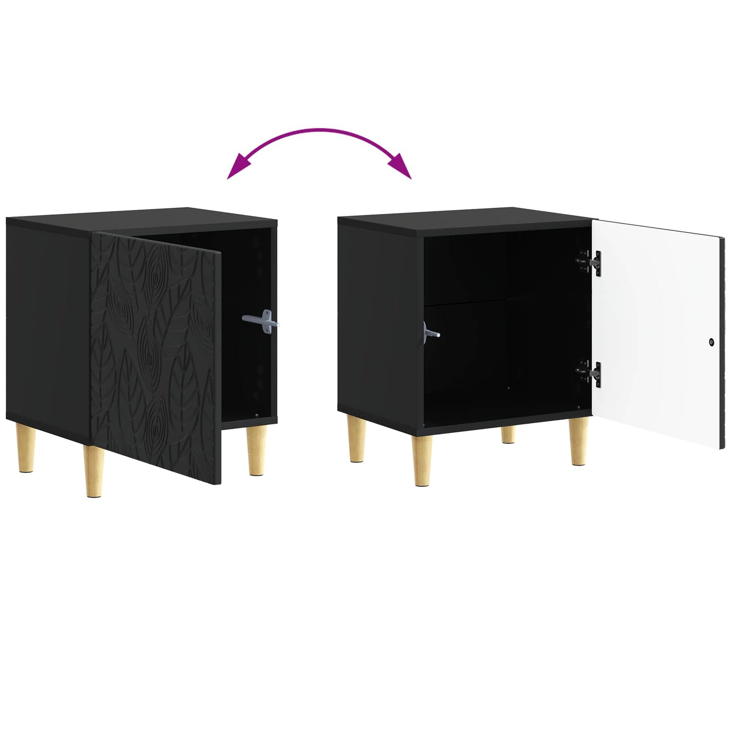 Bedside Table Black 43 x 34.5 x 50 cm Engineered Wood