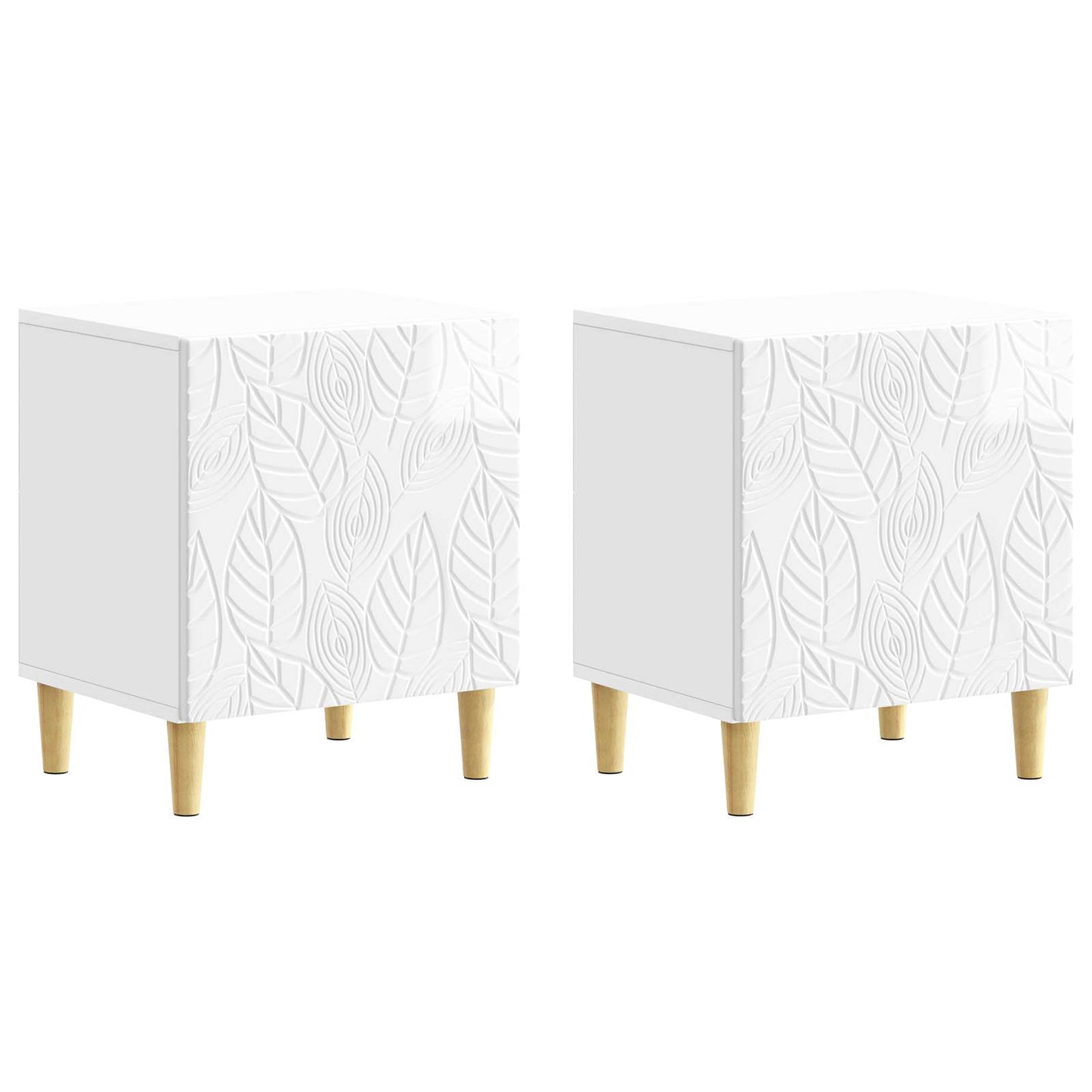Bedside Table 2 pcs High Gloss White 43 x 34.5 x 50 cm