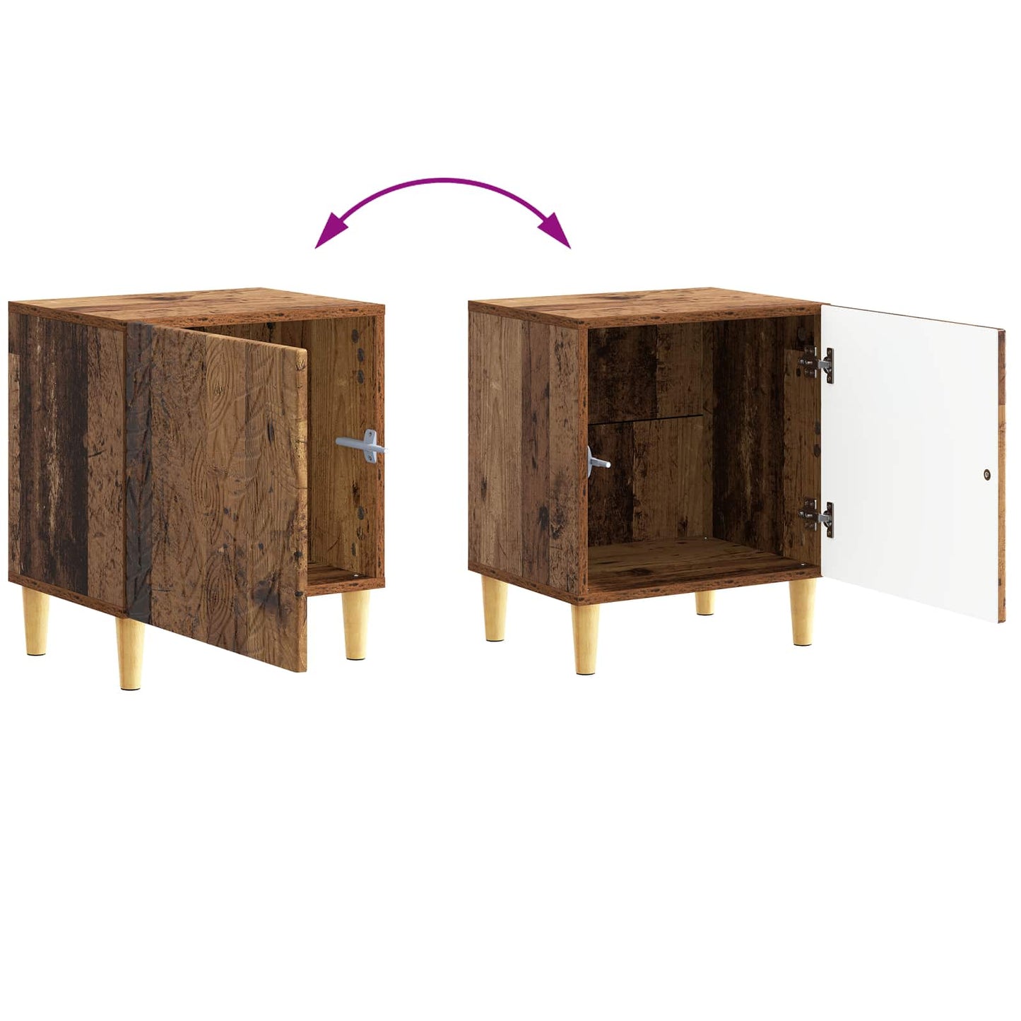 Bedside Table Old Wood 43 x 34.5 x 50 cm Engineered Wood