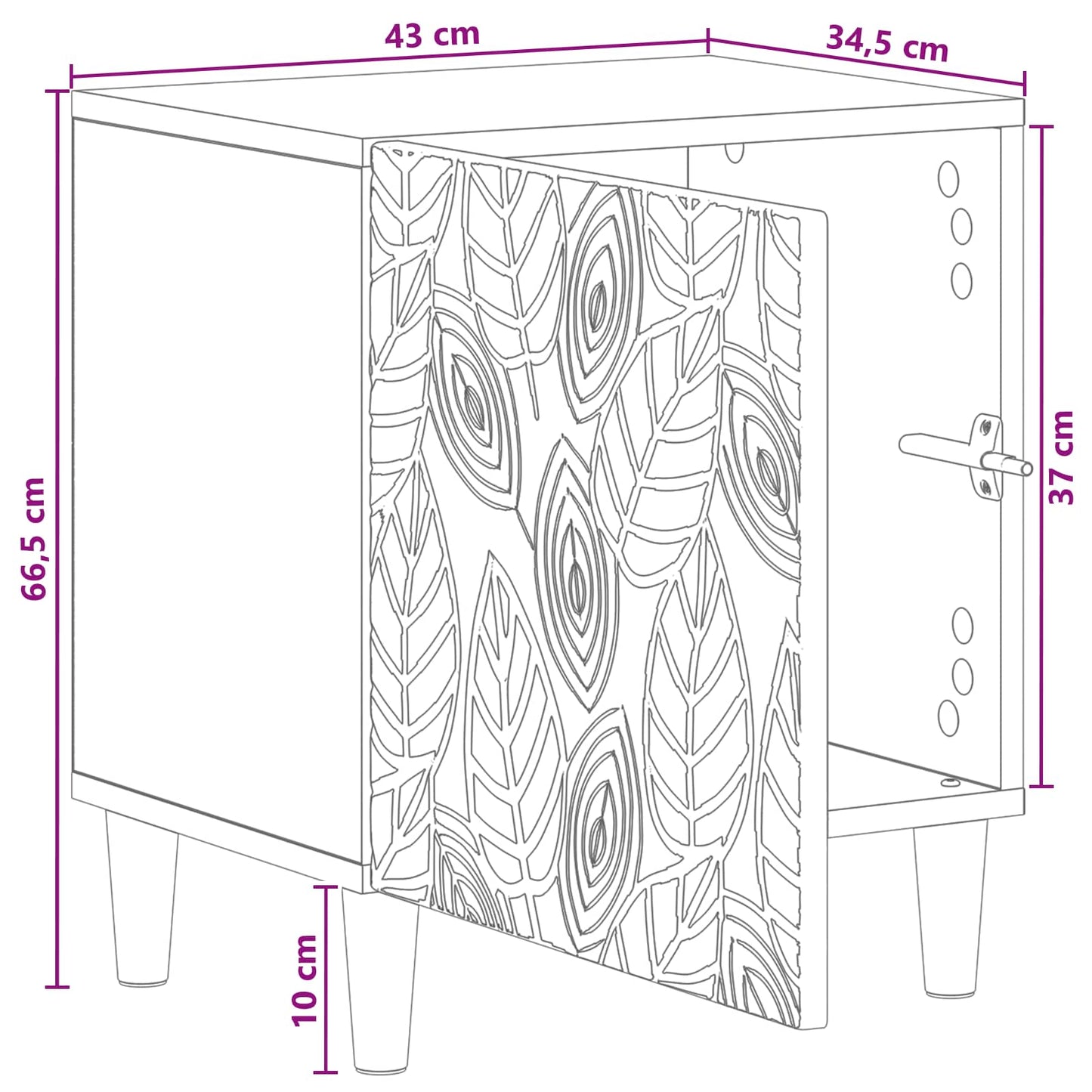 Bedside Table Old Wood 43 x 34.5 x 50 cm Engineered Wood