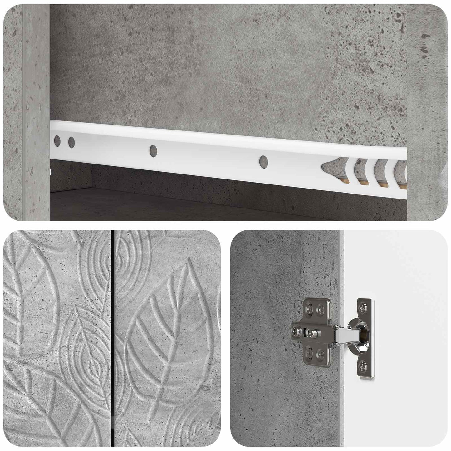 Sideboard Concrete Grey 66 x 34.5 x 90 cm Engineered Wood