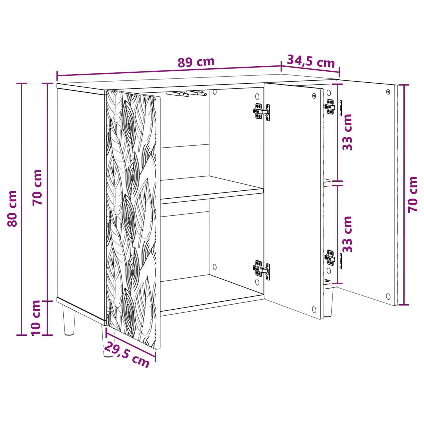 Sideboard Concrete Grey 89 x 34.5 x 80 cm Engineered Wood