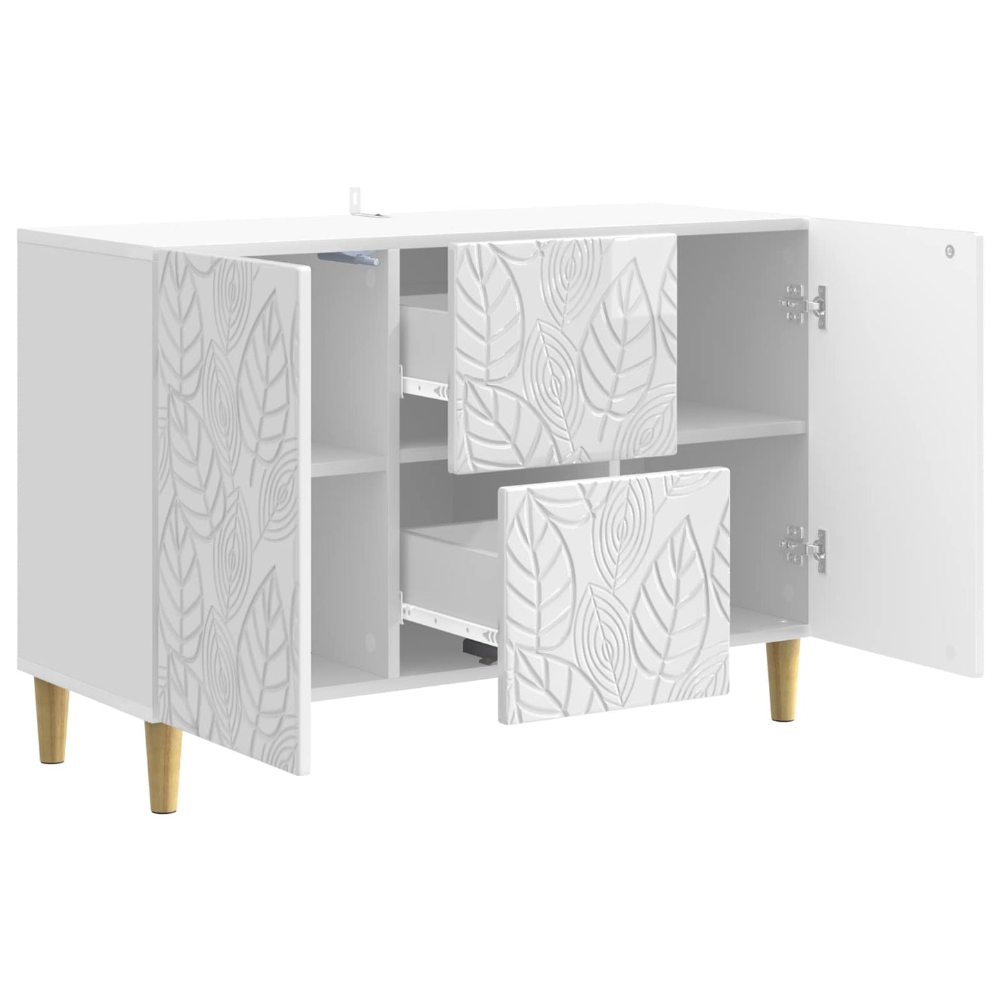 Sideboard High Gloss White 89 x 34.5 x 60 cm Engineered Wood
