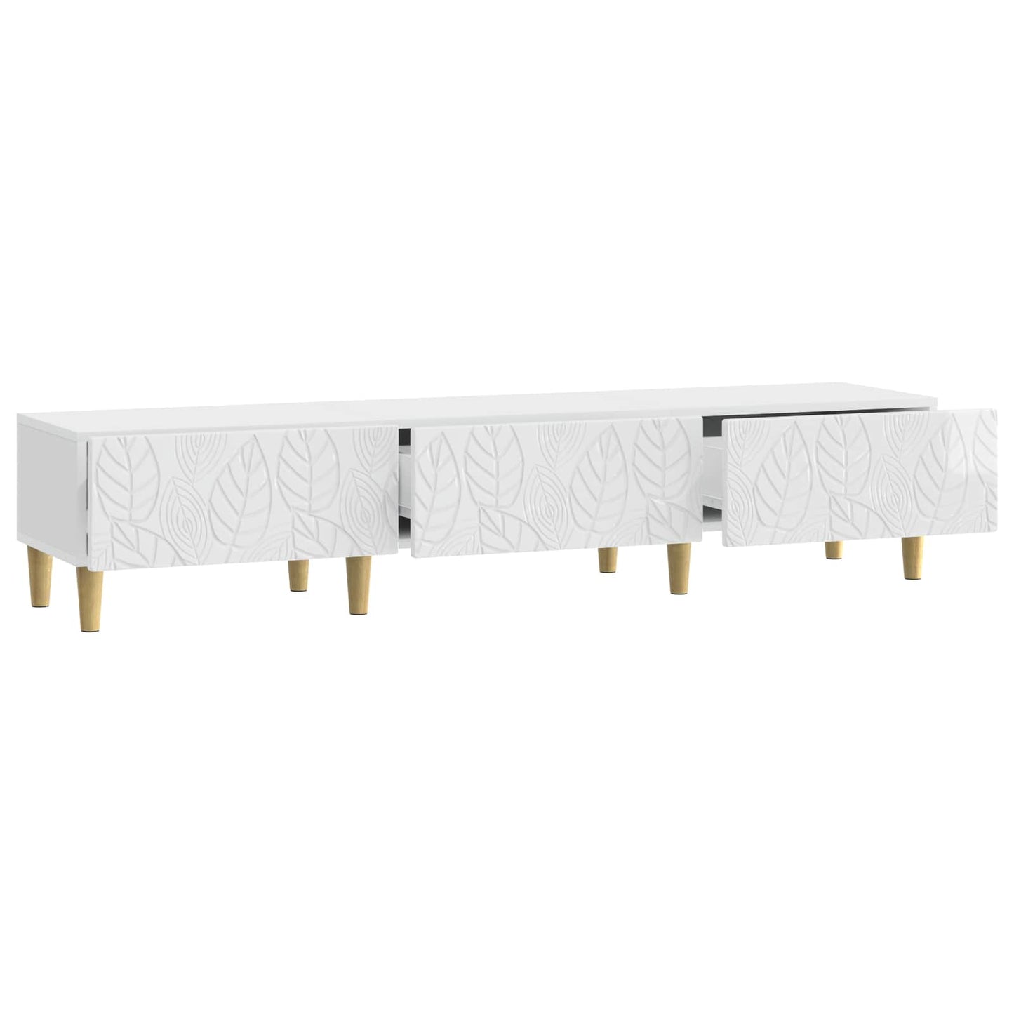 TV Cabinet 147 x 34.5 x 30 cm High Gloss White Engineered Wood