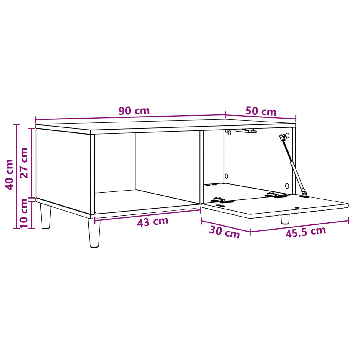 Coffee Table Grey Sonoma 90 x 50 x 40 cm Engineered Wood