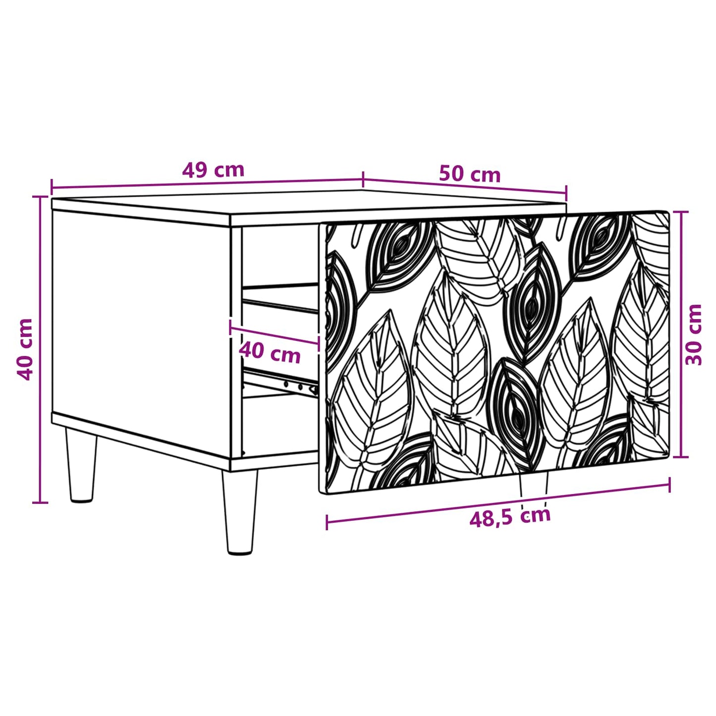 Coffee Table High Gloss White 50 x 49 x 40 cm Engineered Wood