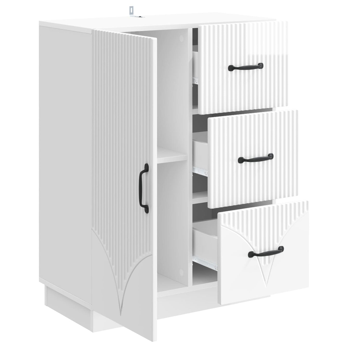 Sideboard High Gloss White 66 x 34.5 x 87 cm Engineered Wood