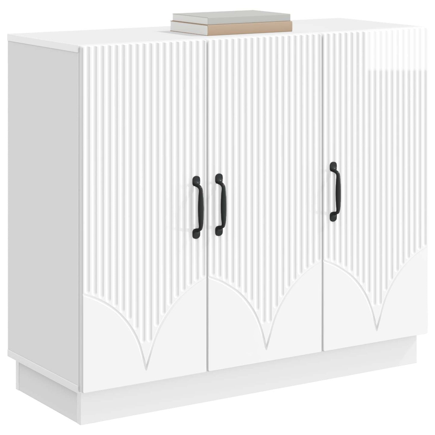 Sideboard High Gloss White 89 x 34.5 x 77 cm Engineered Wood
