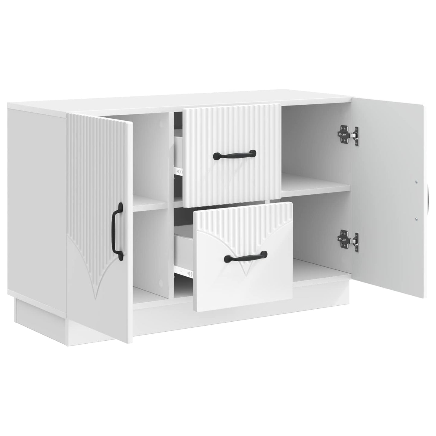 Sideboard High Gloss White 89 x 34.5 x 57 cm Engineered Wood