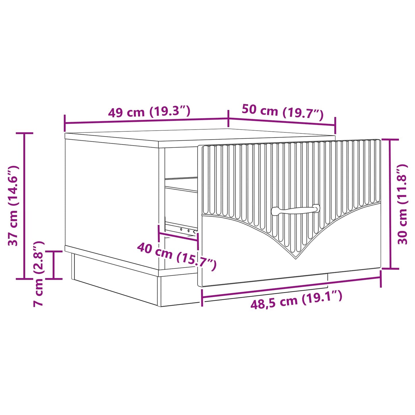 Coffee Table with Drawer White 49 x 50 x 37 cm Engineered Wood