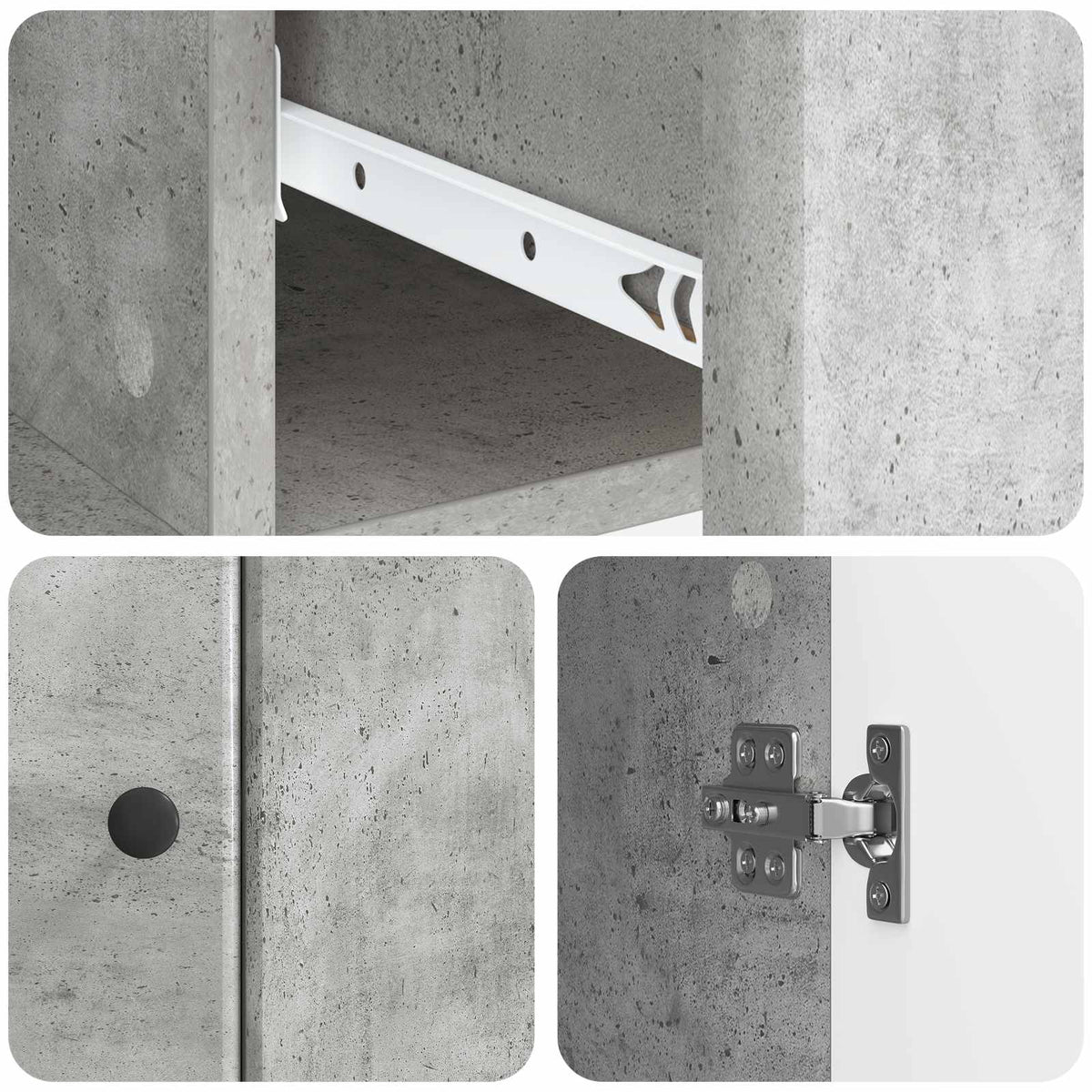 Sideboard Concrete Grey 66 x 34.5 x 90 cm Engineered Wood