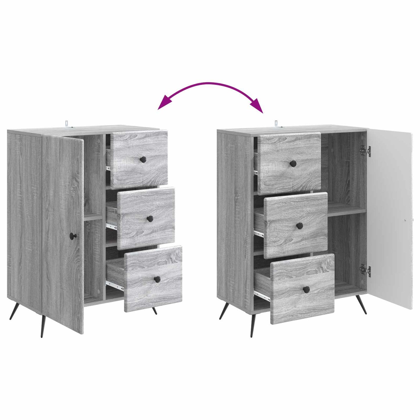 Sideboard Grey Sonoma 66 x 34.5 x 90 cm Engineered Wood