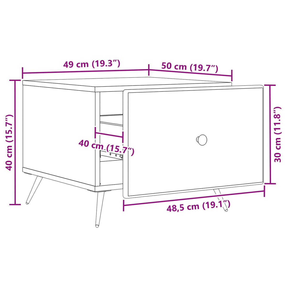 Coffee Table Old Wood 49 x 50 x 40 cm Engineered Wood