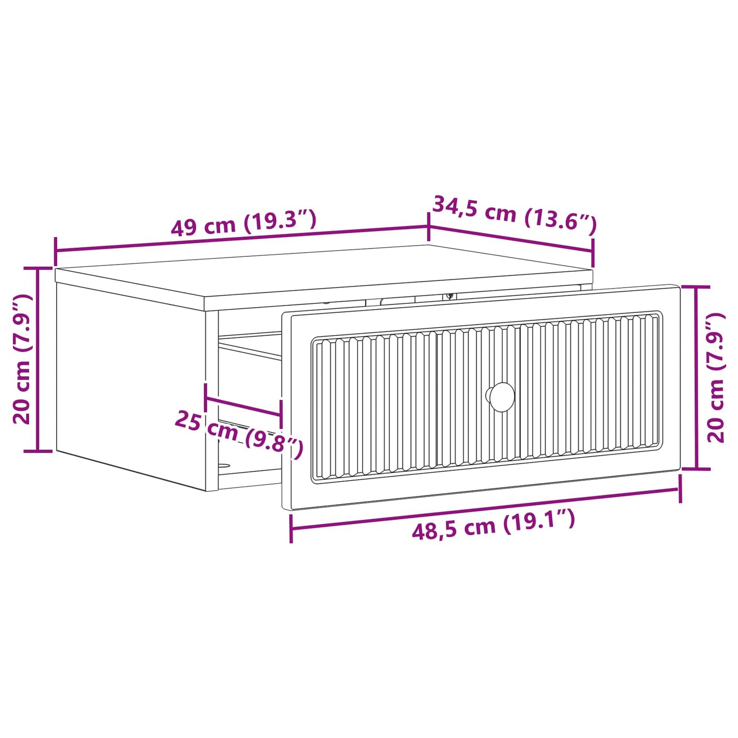 Bedside Cabinet 2 pcs Concrete Grey 49 x 34.5 x 20 cm