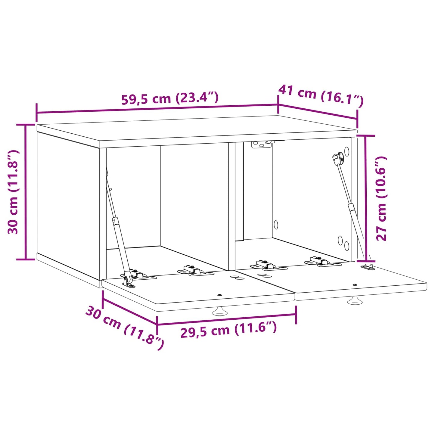 Wall-Mounted TV Cabinet Wall-mounted Old Wood 59.5 x 41 x 30 cm