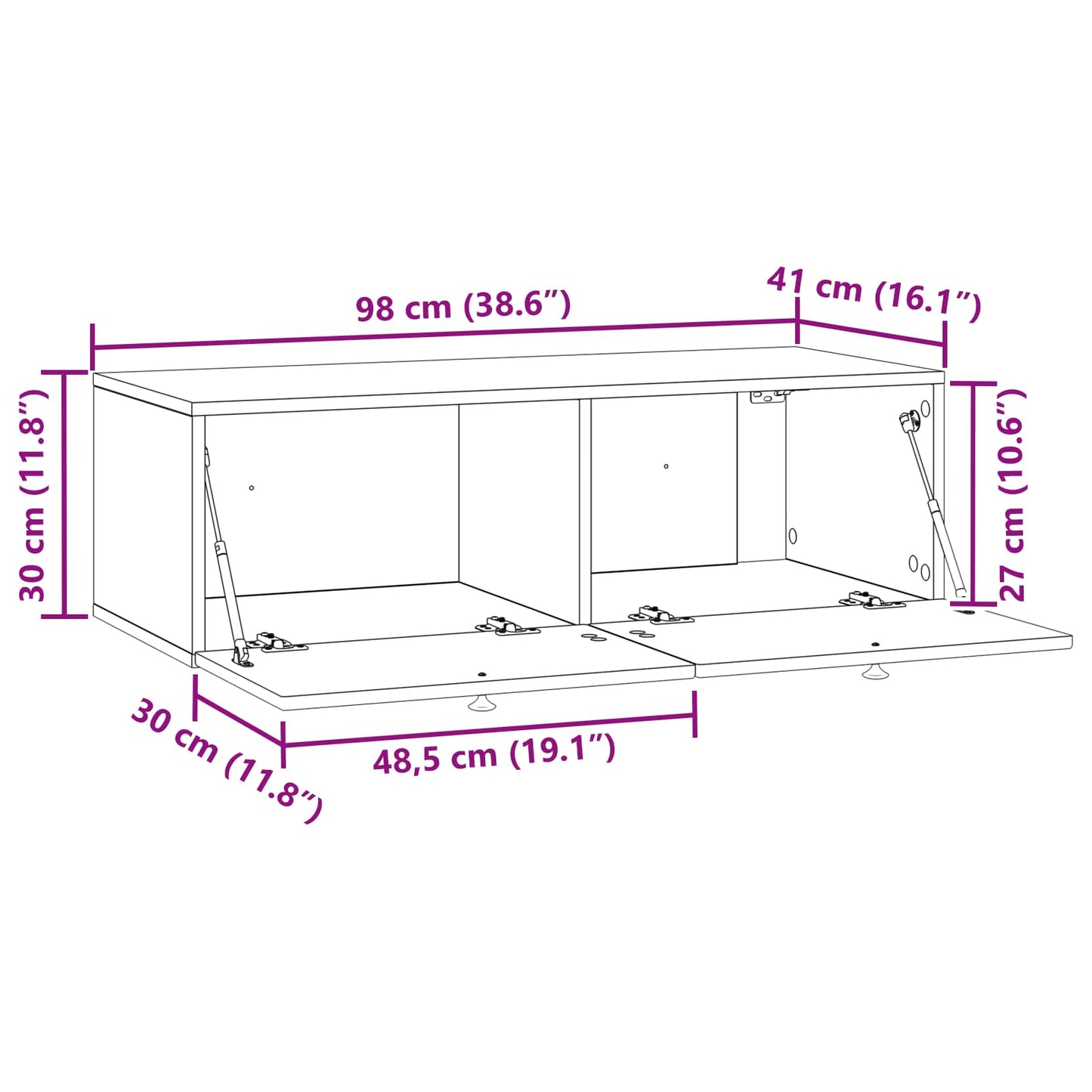 Wall-Mounted TV Cabinet Wall-mounted Sonoma Oak 98 x 41 x 30 cm