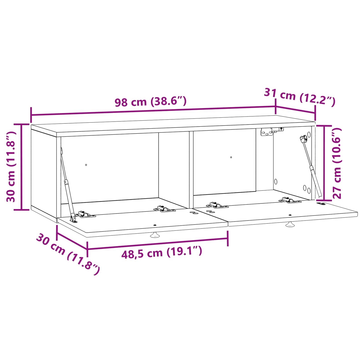 Wall-Mounted TV Cabinet Concrete Grey 98 x 31 x 30 cm