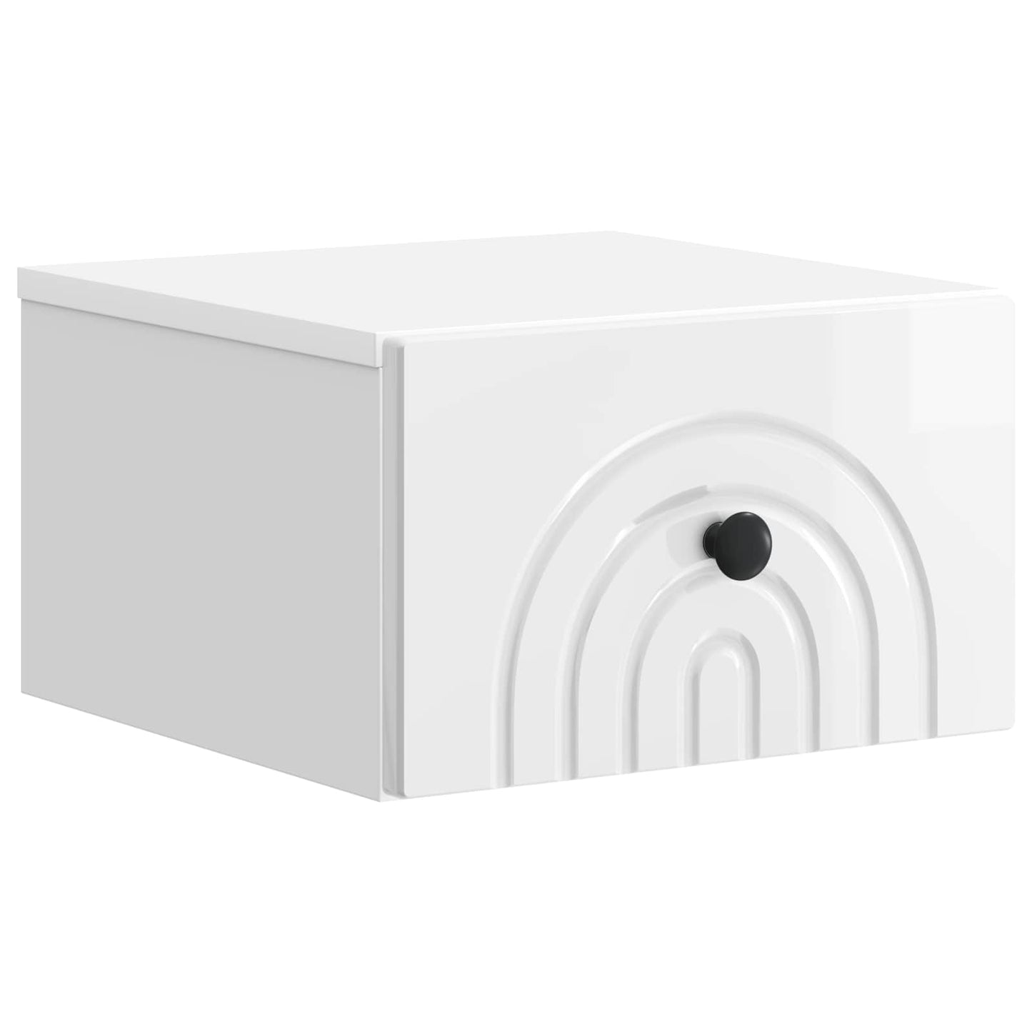 Wall-Mounted Bedside Cabinet High Gloss White 33 x 34.5 x 20 cm