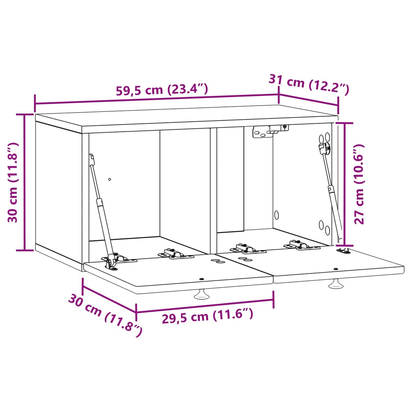 Wall-Mounted TV Cabinet Smoked Oak 59.5 x 31 x 30 cm