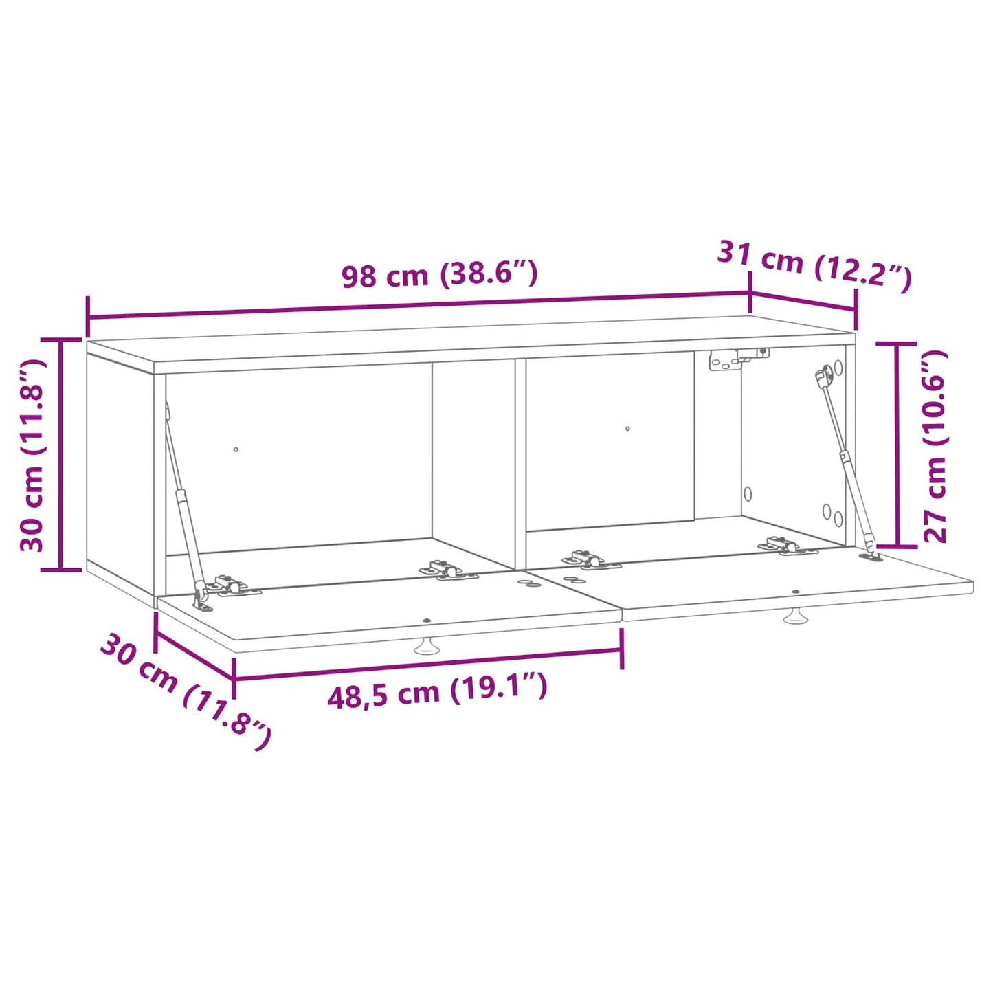 Wall-Mounted TV Cabinet Wall-mounted Old Wood 98 x 31 x 30 cm