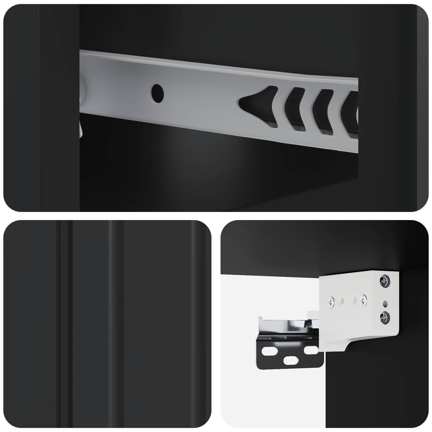 Wall-Mounted Bedside Cabinet Black 49 x 34.5 x 24 cm
