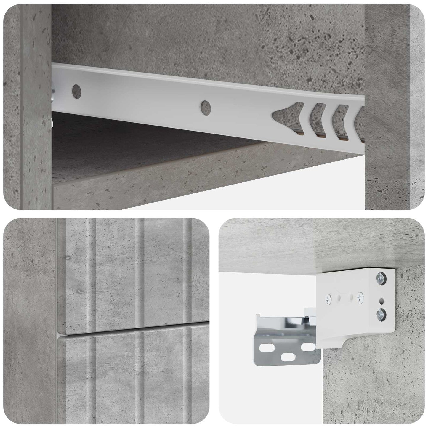 Wall-Mounted Bedside Cabinet 2 pcs Concrete Grey