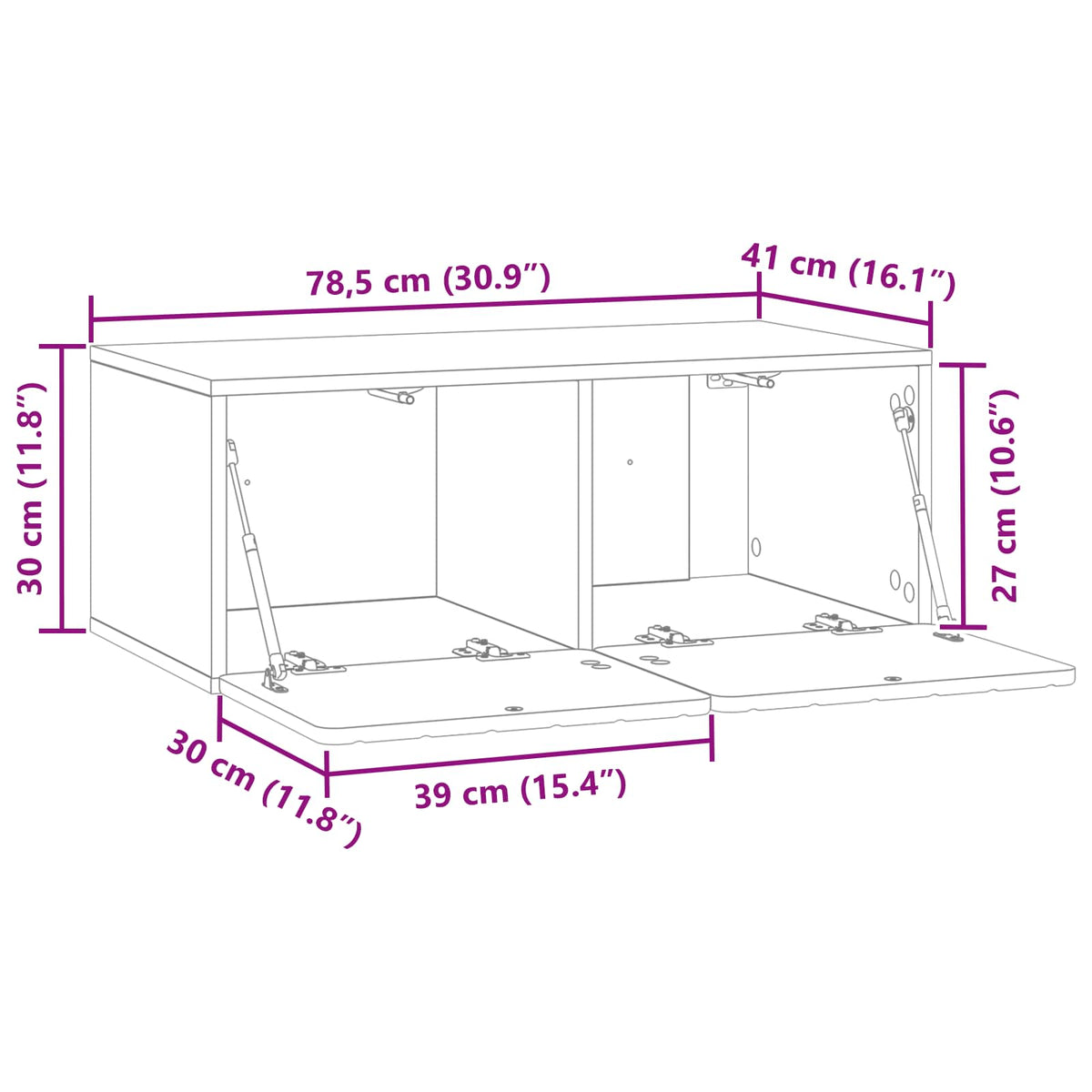 Wall-Mounted TV Cabinet 78.5 x 41 x 30 cm Black Engineered Wood