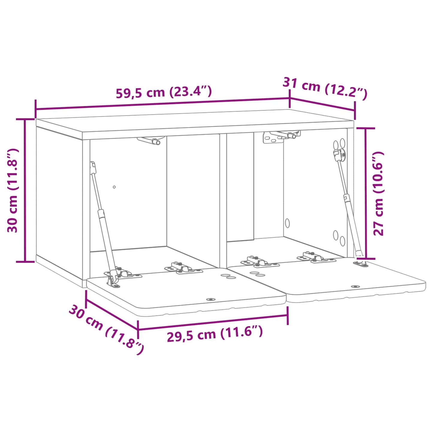 Wall-Mounted TV Cabinet 59.5 x 31 x 30 cm White Engineered Wood