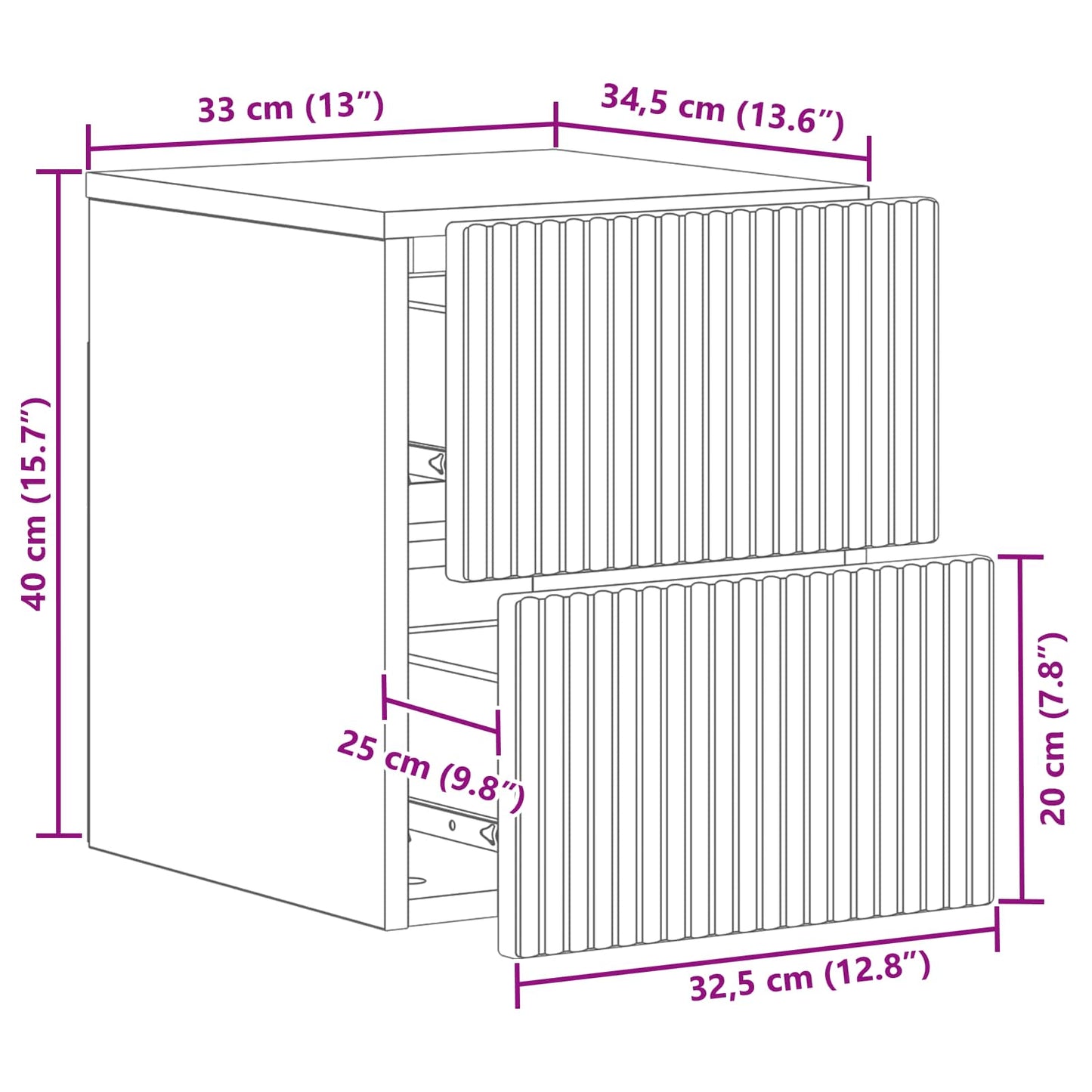 Wall-Mounted Bedside Cabinet Concrete Grey 33 x 34.5 x 40 cm