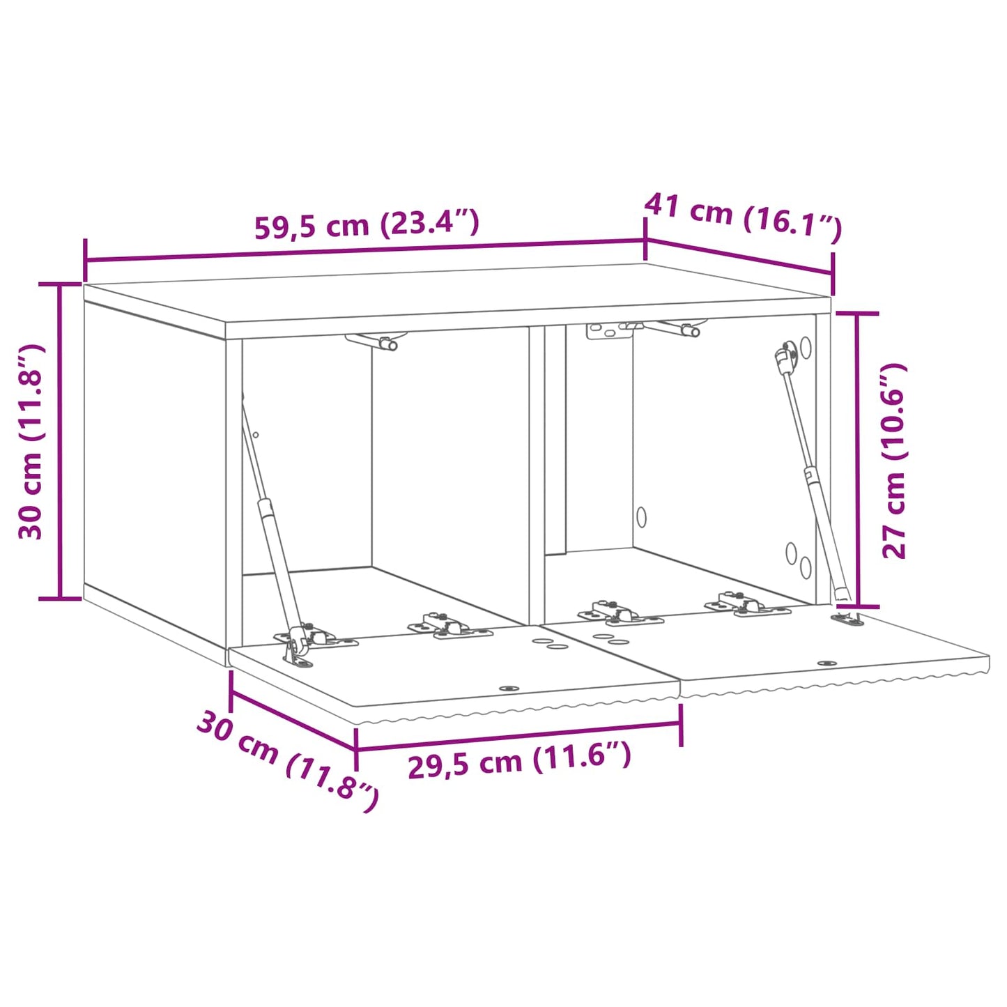 Wall-Mounted TV Cabinet 59.5 x 41 x 30 cm Old Wood