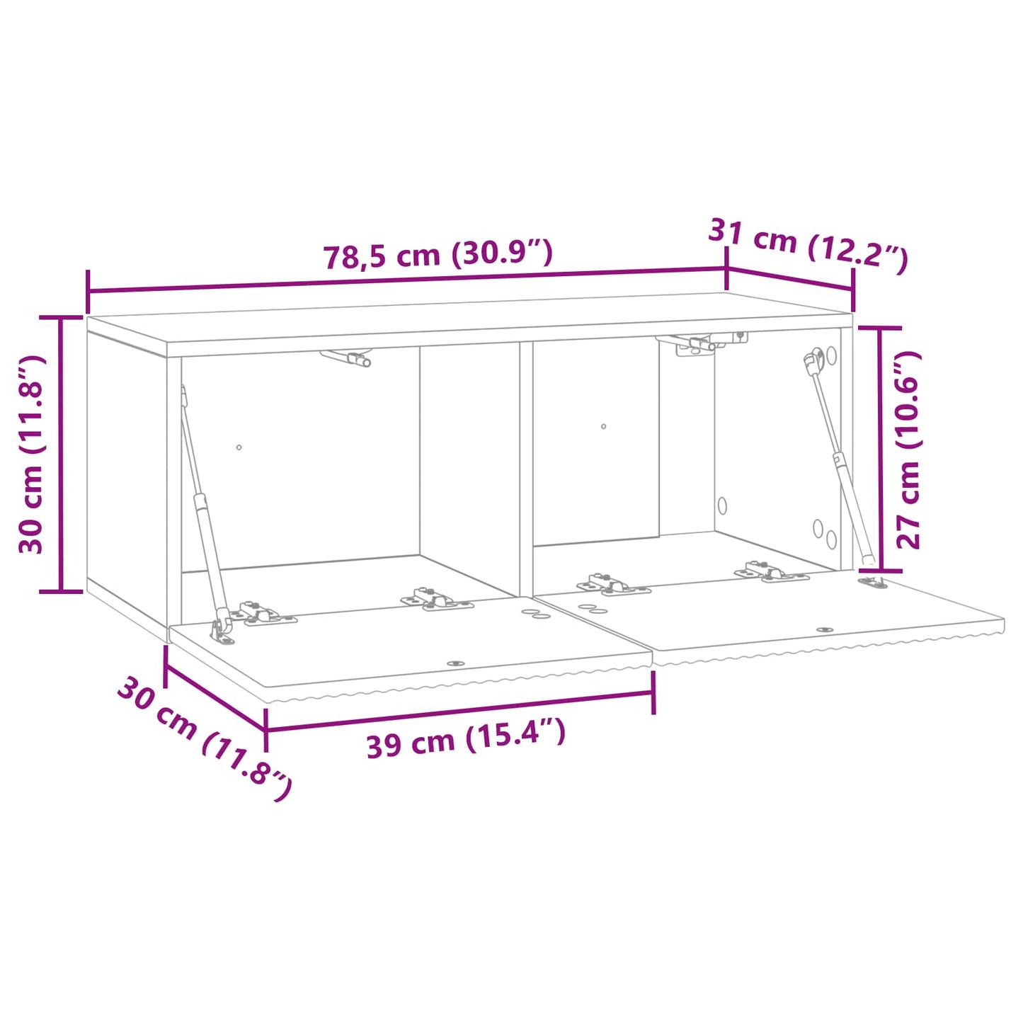 Wall-Mounted TV Cabinet 78.5 x 31 x 30 cm Black Engineered Wood