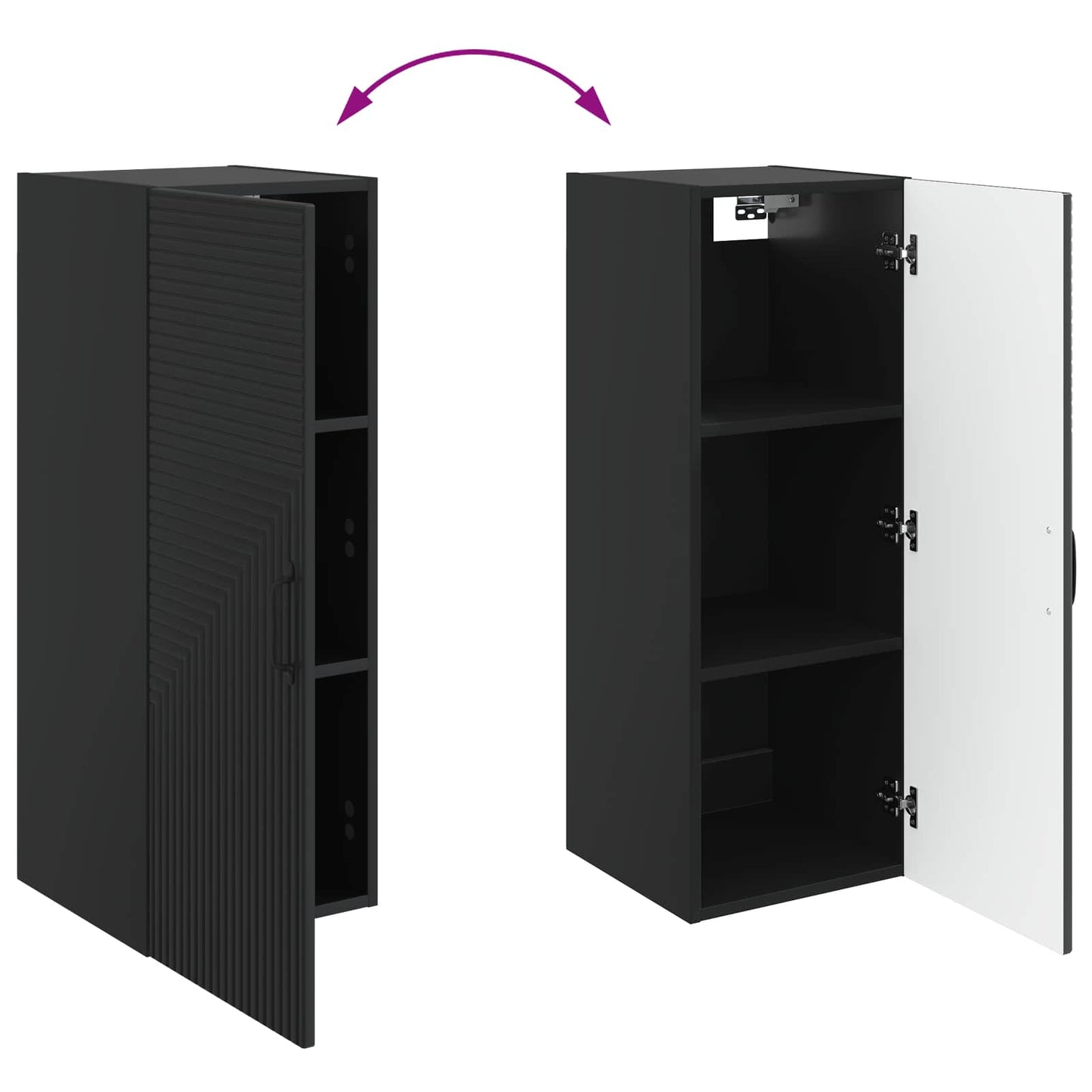 Wall-Mounted Cabinet Black 33 x 34.5 x 90 cm Engineered Wood