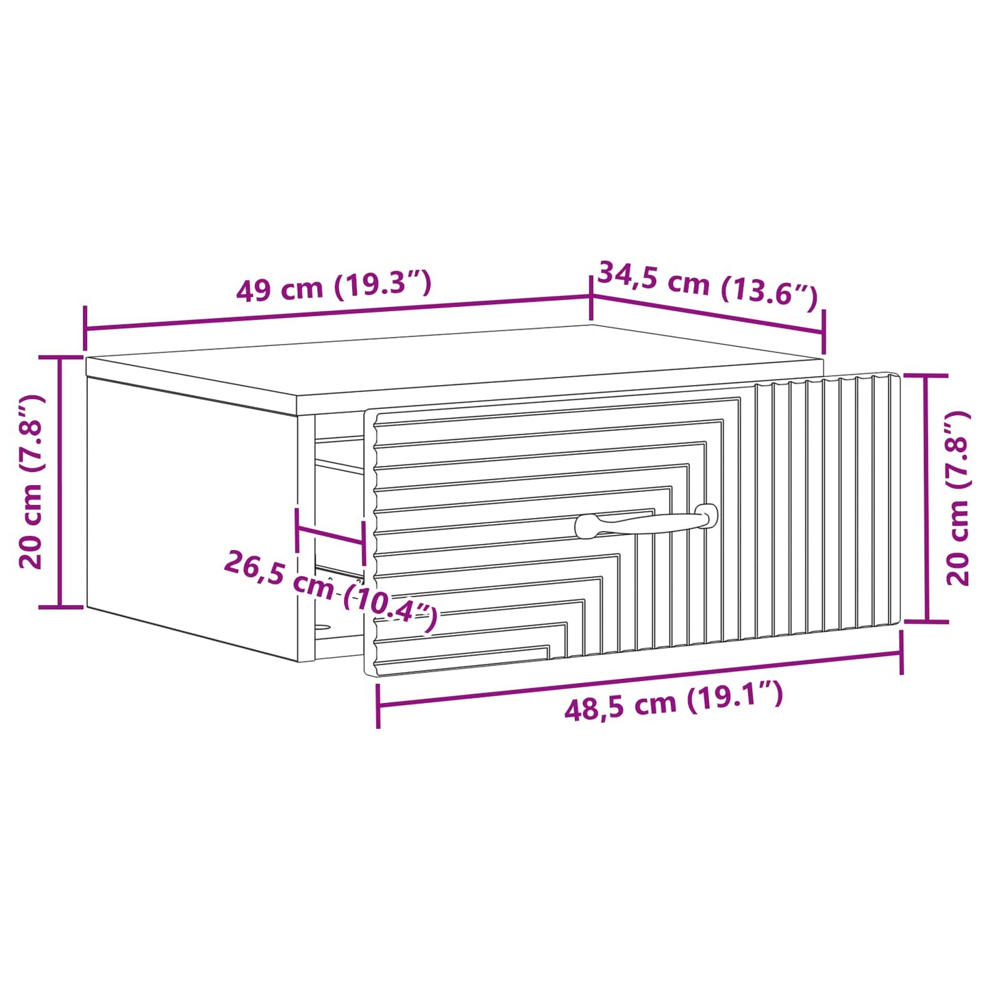 Wall-Mounted Bedside Cabinet 2 pcs White 49 x 34.5 x 20 cm