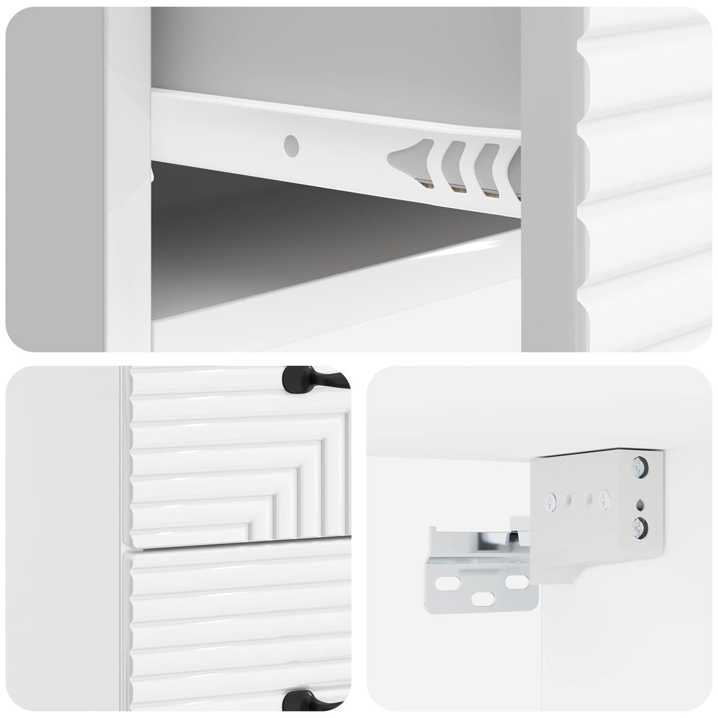 Wall-Mounted Bedside Cabinet High Gloss White 34.5 x 33 x 40 cm